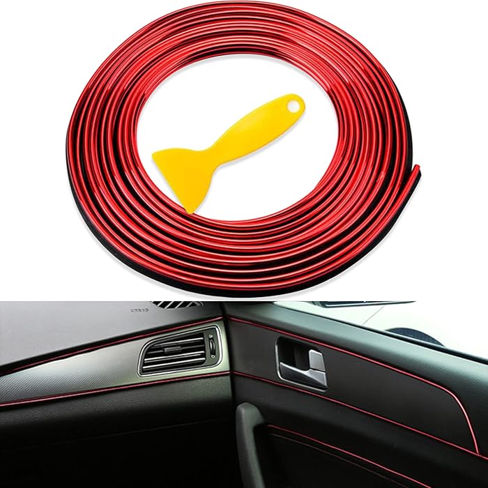 5Meter Cars Auto Accessories Dashboard Car Styling Interior Decoration Strips Molding Trim ( Red Color