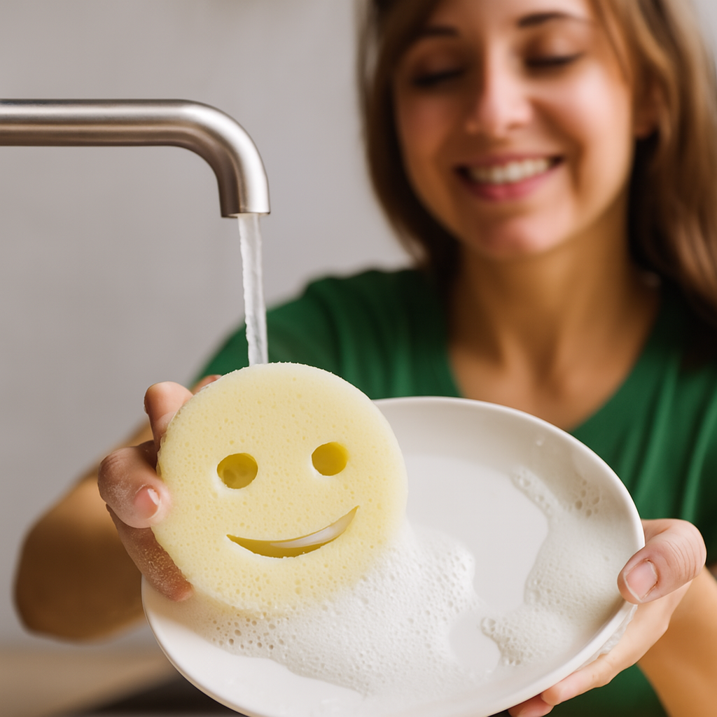 Smiley Face Scrub Sponge �Mr. & Mrs. Scrub | Gentle on Surfaces, Tough on Messes