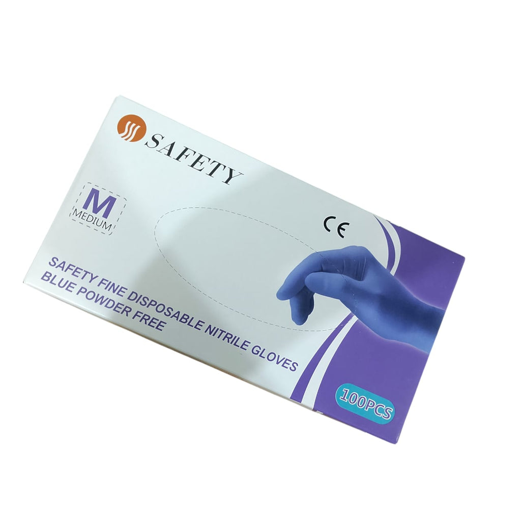 Safety Fine Disposable Nitrile Gloves Powder Free 100 Pcs Box �Durable, Non-Sterile, Latex Free Gloves For Medical, Cleaning, And Industrial Use