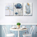 Set of 3 Fresh Posters �Flowers & Feather Wall Art Prints (8x11 Inches) with Double Tape