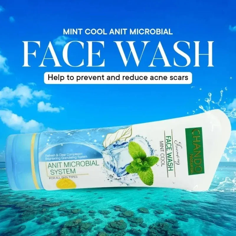 CHANDO Naturals Foaming Face Wash Mint Cool �Anti-Microbial Daily Cleanser for Oily & Acne-Prone Skin (100ml)