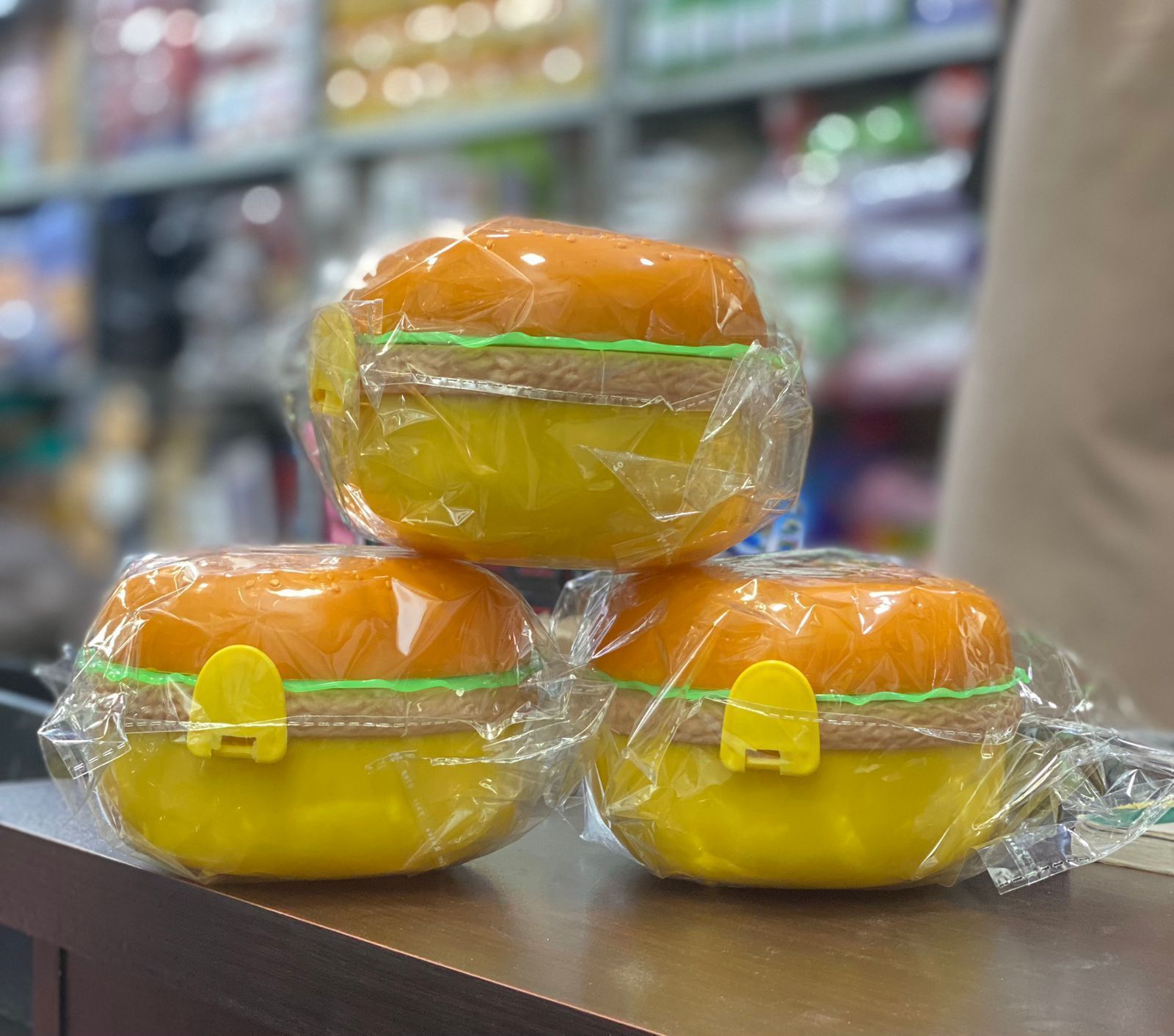 Lunch Box For Kids Burger Hamburger Shaped Multi Layer 6x3.5 Inches Multicolor Portable Food Container