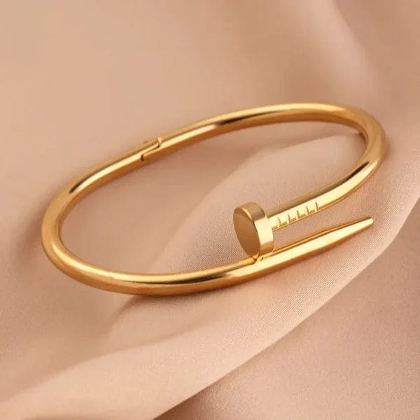 QVT-139 Cartier Nail Bangle �Stainless Steel | Iconic Luxury Design (Golden)