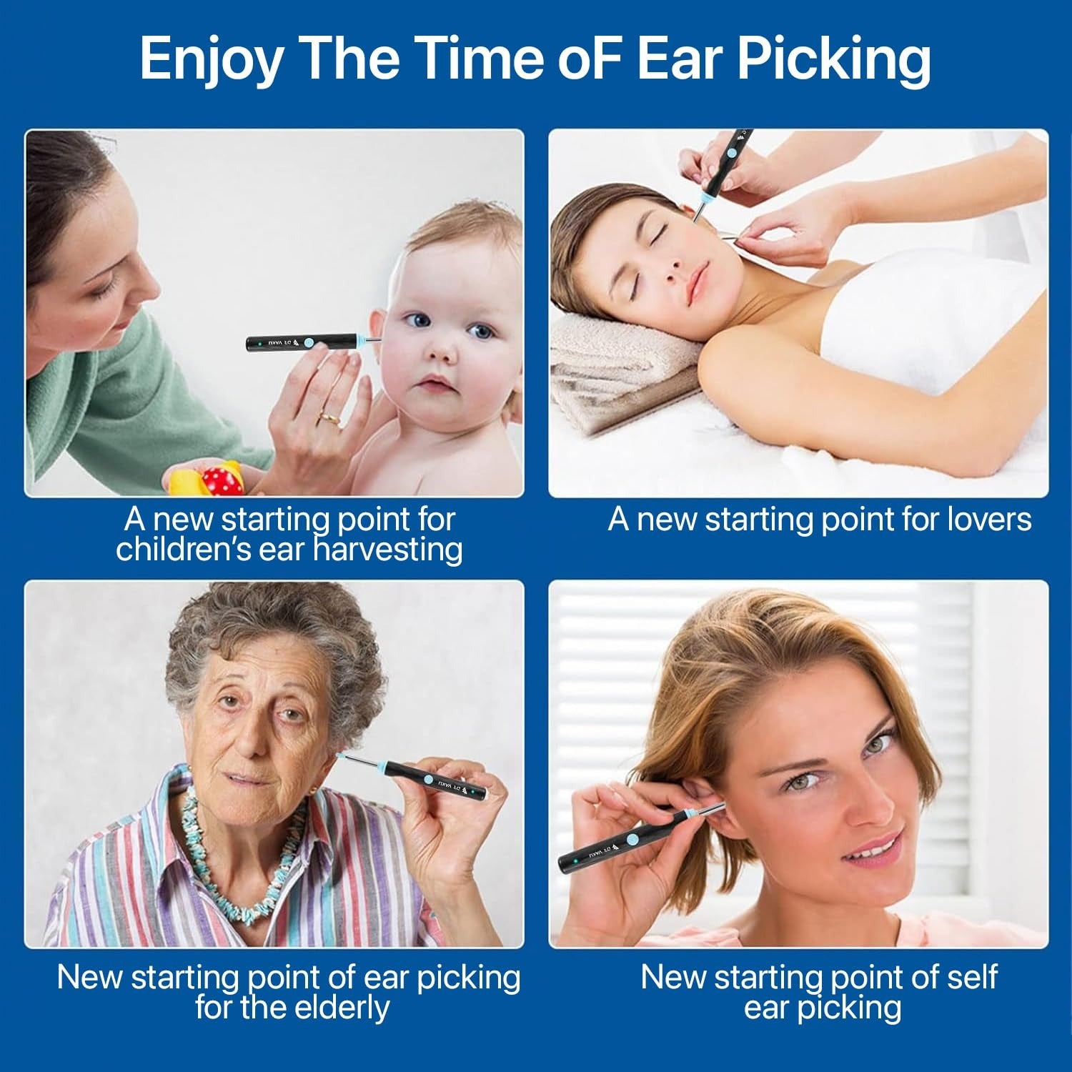 Rechargeable Smart Wireless Ear Camera Kit | Visual Ear Wax Removal Tool With Mobile Display | Random Colour