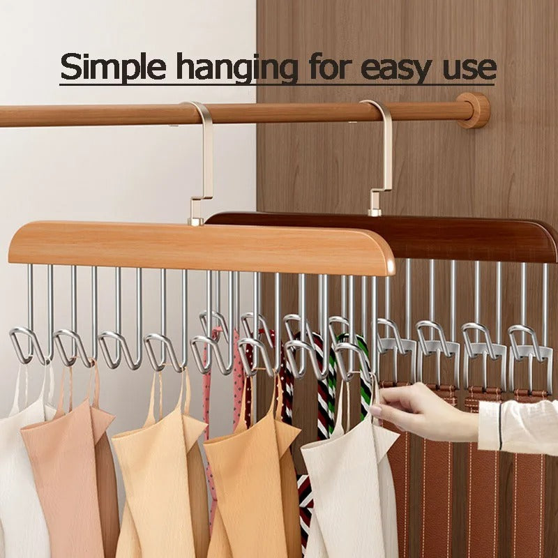 8 Hooks Multi-function Wooden Caps, Belts, Tie Hanger �Strong No Trace Storage Rack