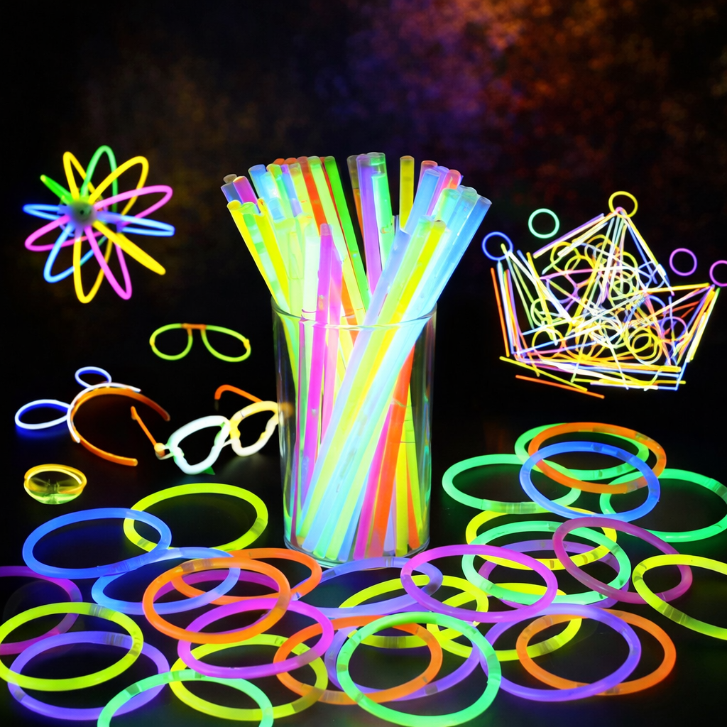 Deno Swim Premium Glow Sticks Party Pack (50pcs in 1 Box) �8 Hours Long-Lasting Glow