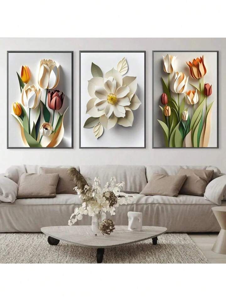 Modern 3D Effect Floral Wall Art Frames