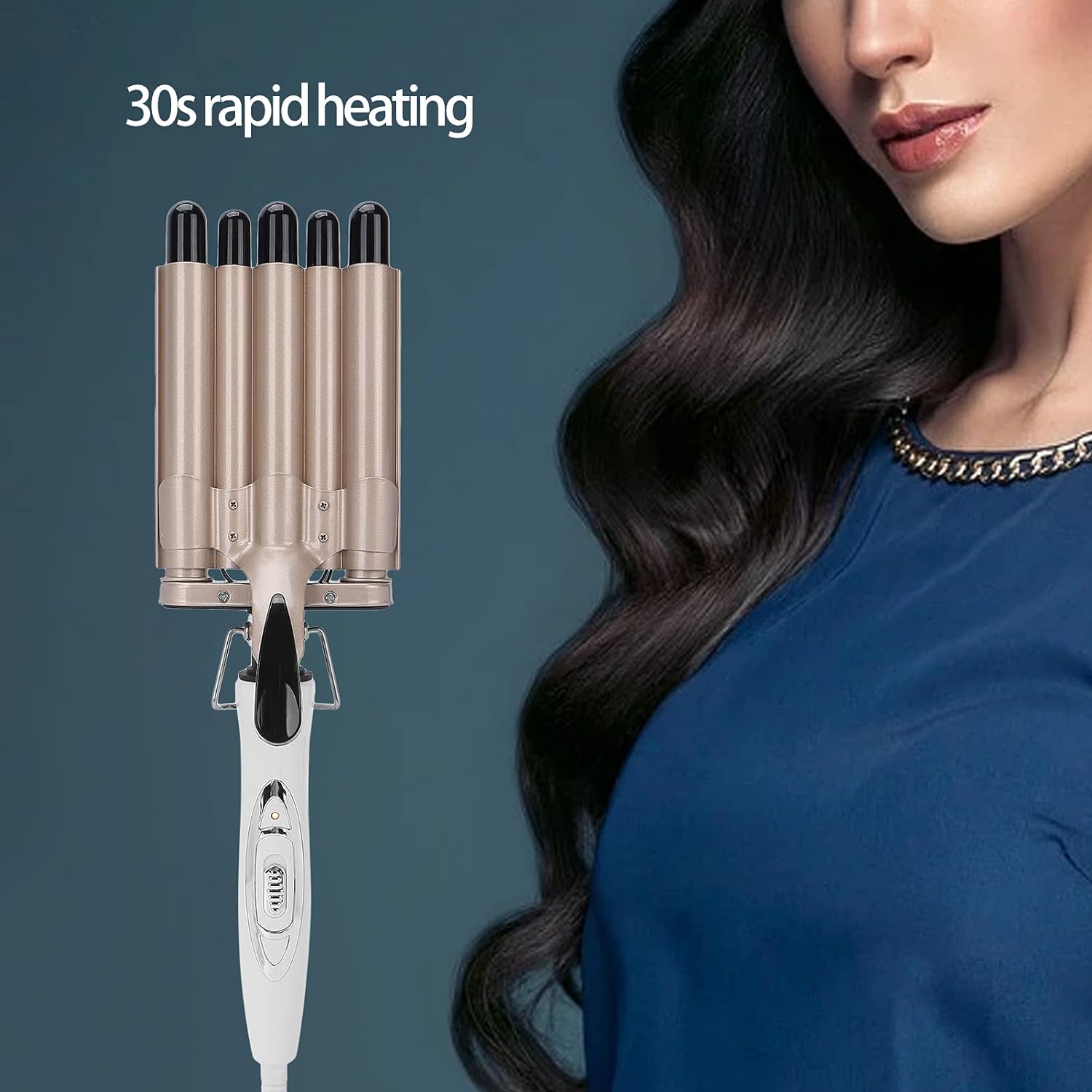Hair Crimper, 5 Barrel Easy Curling Iron Wand 14 Levels Temperature Adjustable for Do Hairstyle for Girls for Curly Hair