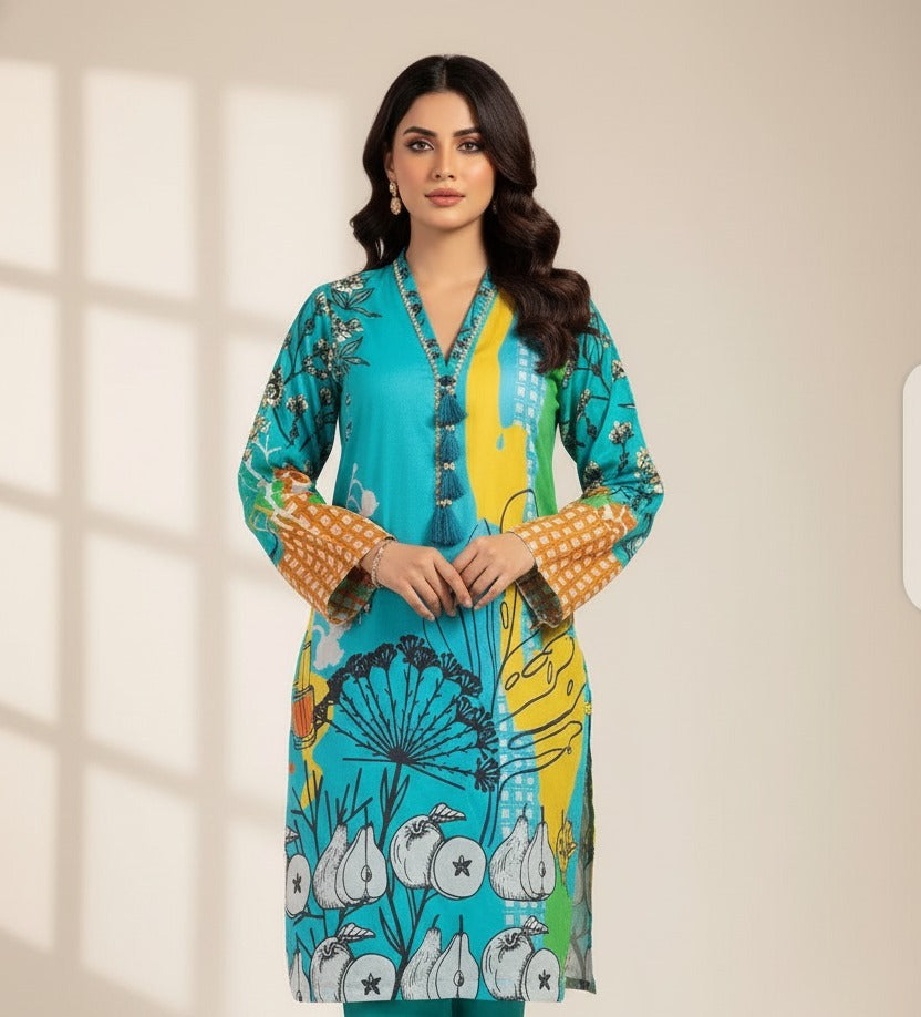 1 Piece Unstitched Digital Swiss Lawn Shirt