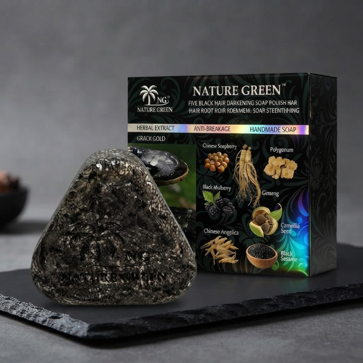 Nature Green Black Ganoderma Hair Darkening Soap