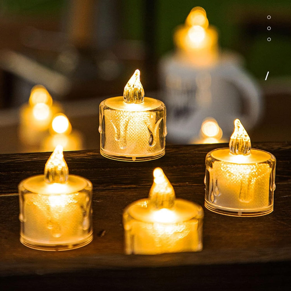 Flickering LED Flameless Tea Light Candles with Realistic Wax Drip (1 pcs)