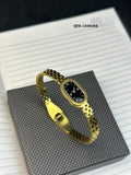 Fake Watch Handcuff Bracelet for Women �Stylish Gold Wrist Watch - QTX-184