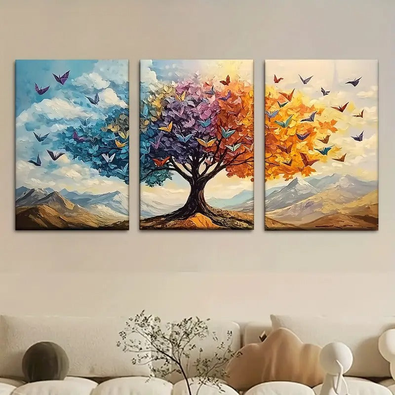 3 Piece Tree & Butterfly Wall Art – photo 1