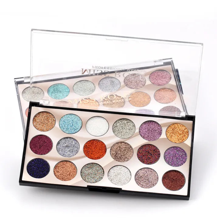 Miss Rose 18 Colors Sequins Glitter Powder High Gloss Pearly Eye shadow Palette