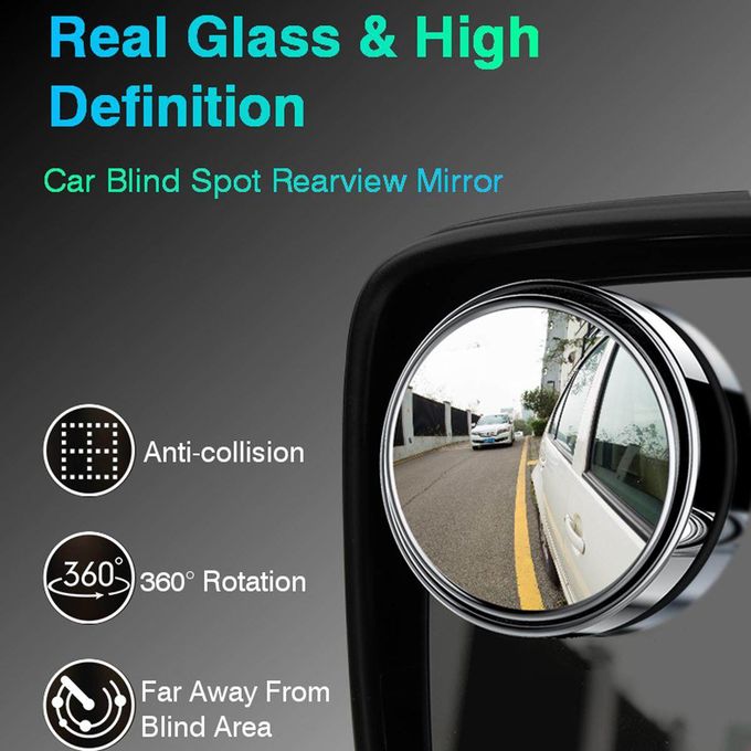 2pcs Round Blind Spot Mirrors �Wide-Angle Lens for Enhanced Rear and Side View Visibility �Convex Mirror for Cars, SUVs, and Trucks �Universal Fit Safety Accessory - Glass Material