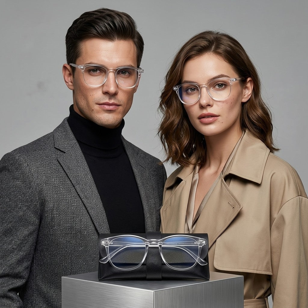 Transparent UV400 Blue Light Blocking Glasses for Men & Women | Clear Lens Computer & Mobile Eyewear | Stylish Unisex Frame with Protective Glasses Box