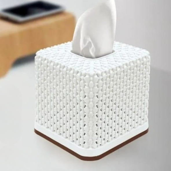 Rose Square Tissue Roll Box Plastic Decorative Tissue Holder For Home Office Kitchen And Bathroom (Random Color)