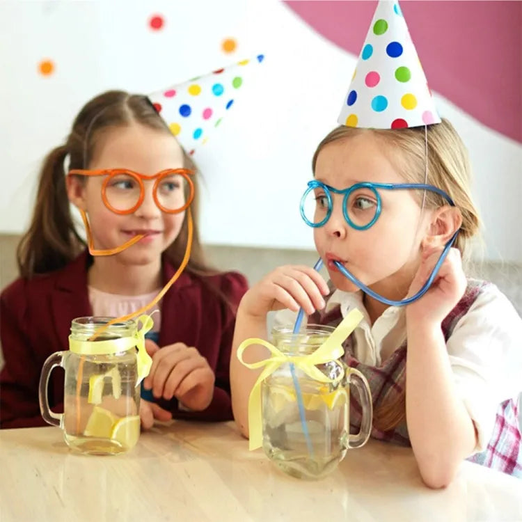Funny Silly Straw Glasses for Kids and Adults - Creative Flexible Drinking Straw Eyeglasses Fun Party Accessory (Random Color)
