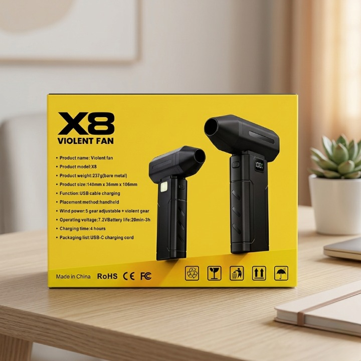 X8 Violent Fan Mini Jet Fan Handheld USB Rechargeable Brushless Powerful Airflow Fan