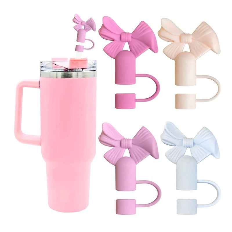 Buy 1 Get 1 Free �Silicone Straw Cover Cap for Stanley Cup | 10mm 3D Bow & Animal Straw Topper | Dust-Proof, Reusable Drinking Straw Tips