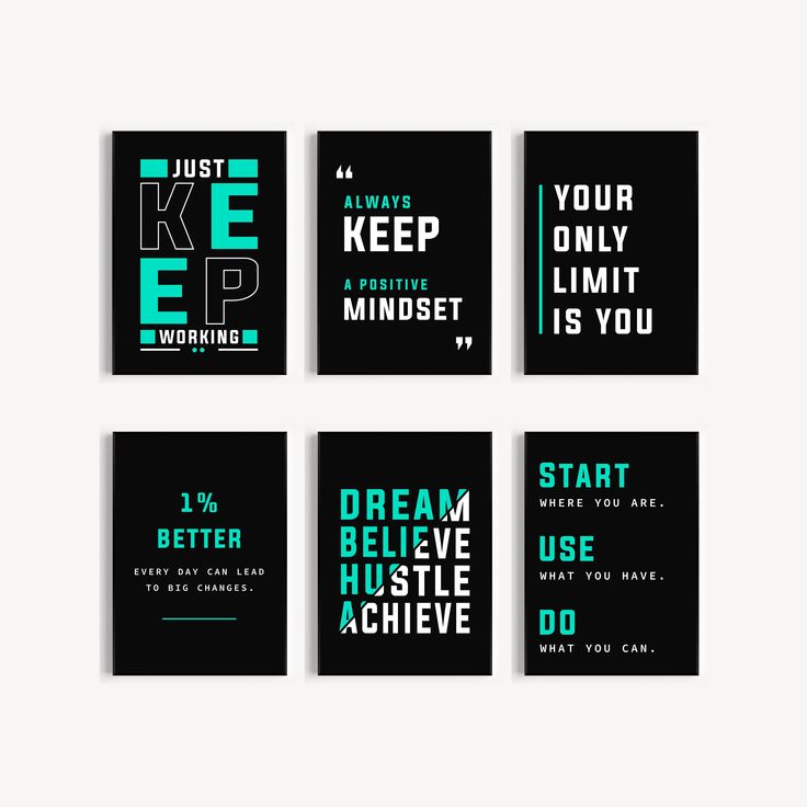 6 Pcs Motivational Wall Decor Cardboard Phototiles �Inspirational Quote Posters with Back Double Tape
