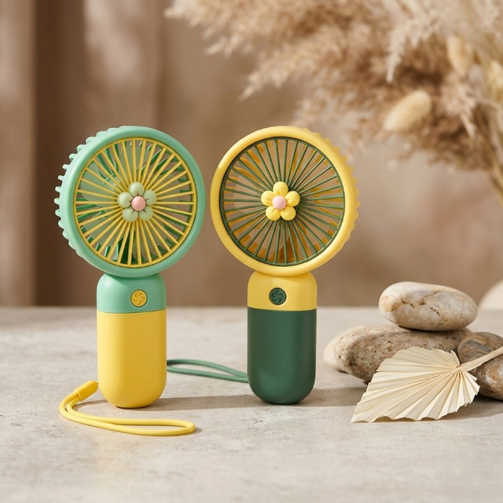 3 Speed Rechargeable Hand Fan �Mini Handy Fan For Kids With Stand (Random Color)
