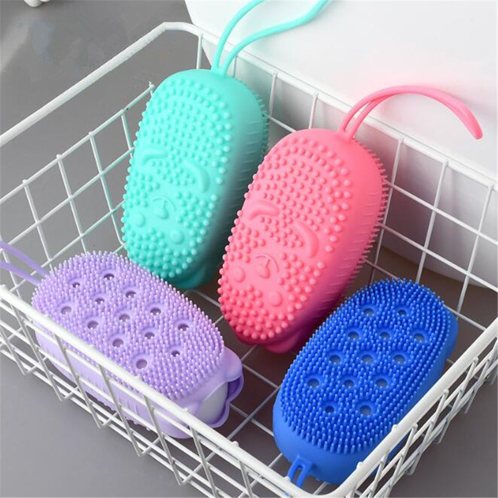 Silicone Body Scrubber Bath Sponge �Soft Exfoliating Shower Brush for Men & Women (Random Color)