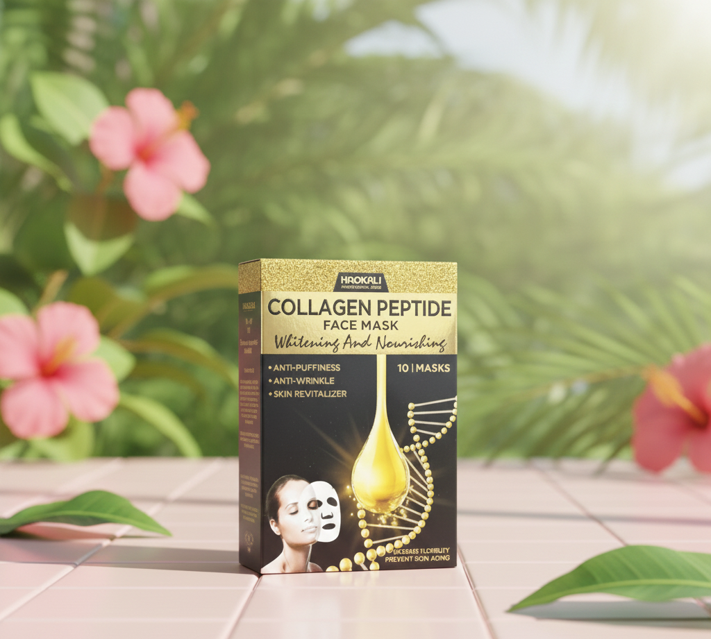 HAOKALI Professional Care Collagen Peptide Face Mask (10-Pack) - Anti-Puffiness, Anti-Wrinkle, Whitening & Nourishing Skin Revitalizer