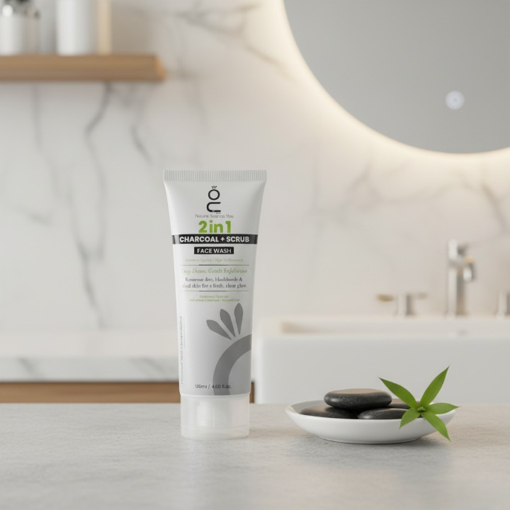 2 In 1 Charcoal + Scrub Face Wash 120ml | Deep Detox And Gentle Exfoliation | Removes Dirt, Blackheads, And Dead Skin For A Fresh, Clear, And Glowing Face