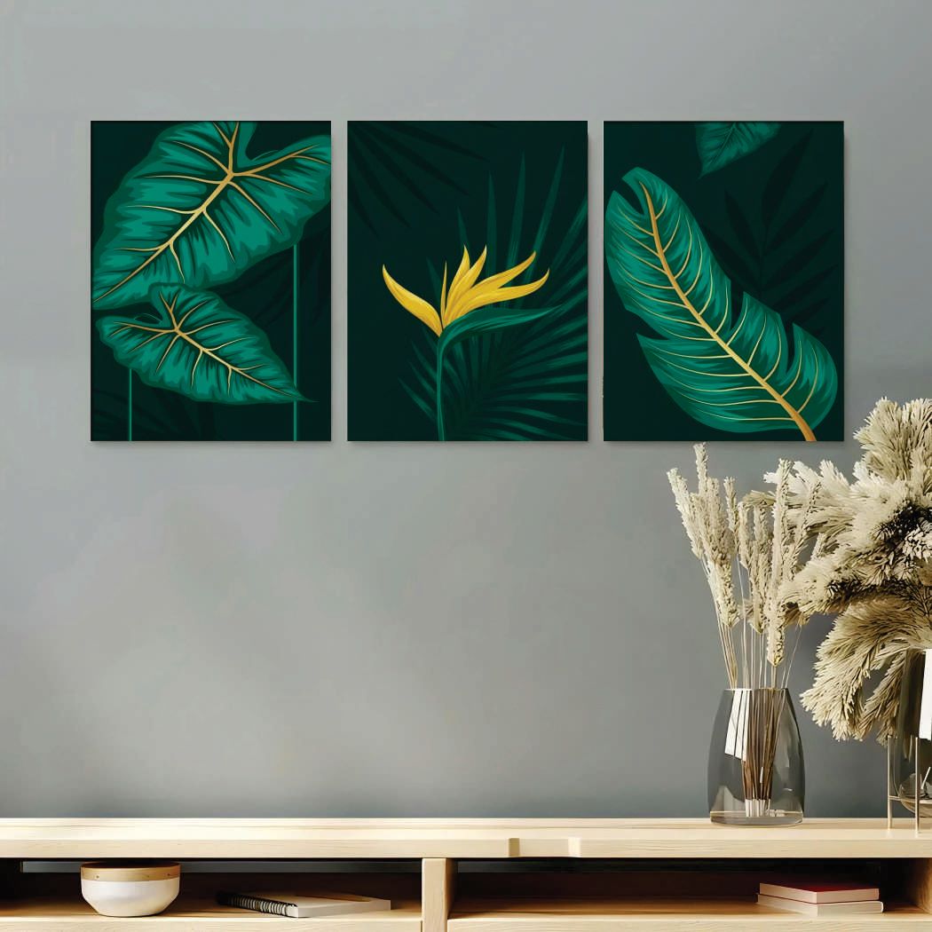 Set of 3 Premium Wall Art Photo Tiles �Modern Home Decor Sets  8x11 | With Frame