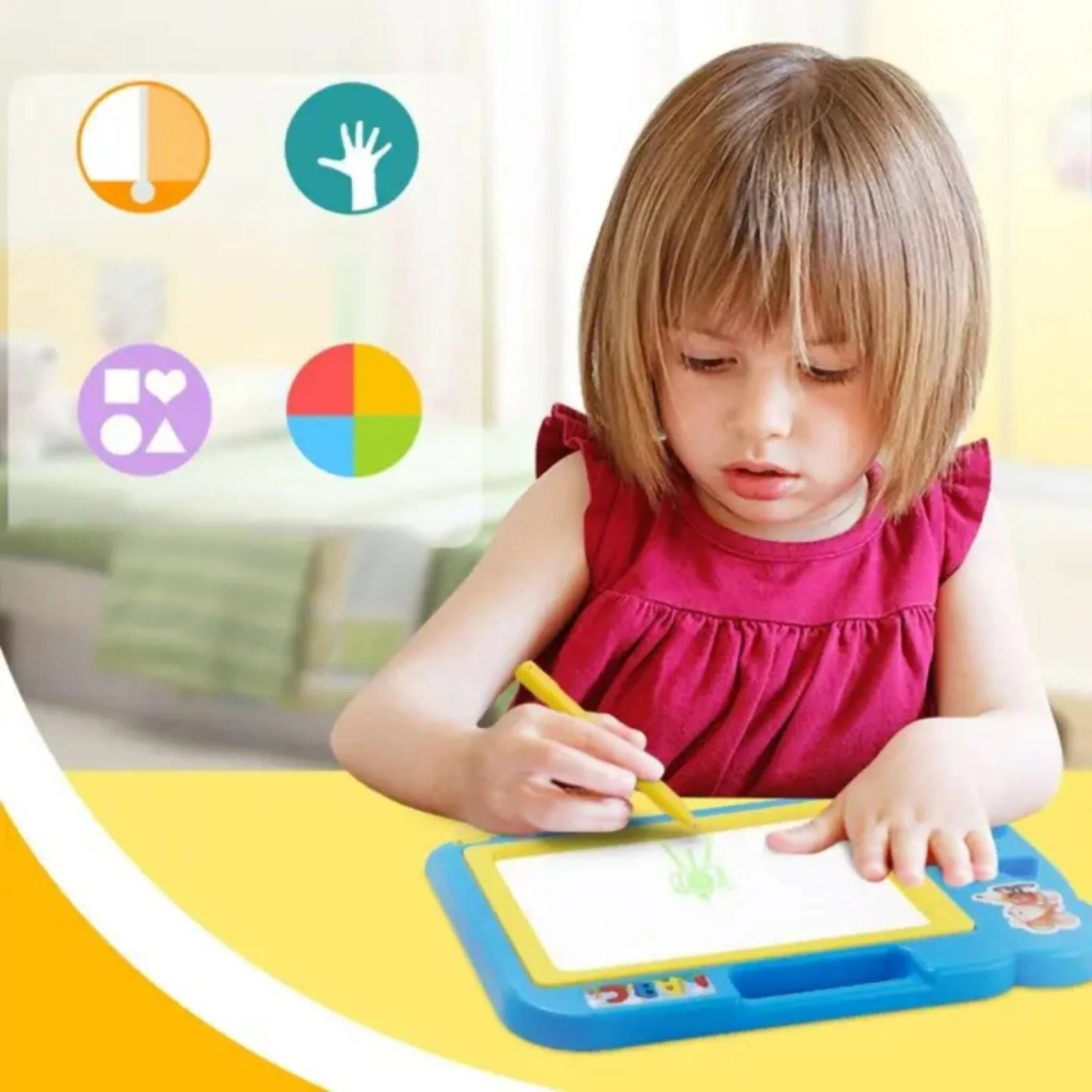 Magnetic Learning Drawing Board for Kids �Erasable Doodle Pad with Pen, Educational Writing &amp; Sketching Toy