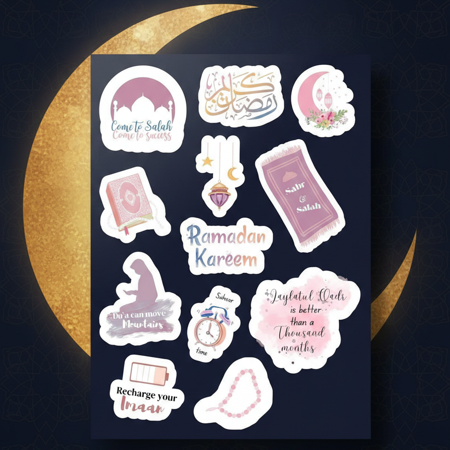 Ramadan Mubarak Sticker Pack �12 Uncut Decorative Stickers