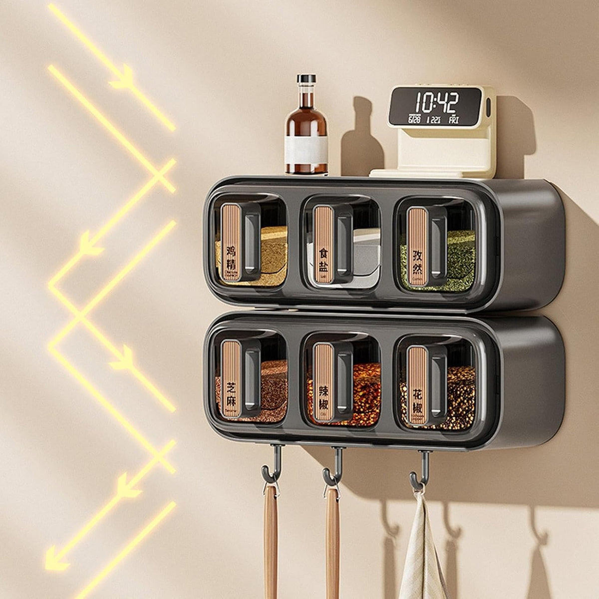 Wall Mounted Seasoning Box Condiment Containers Space – photo 4