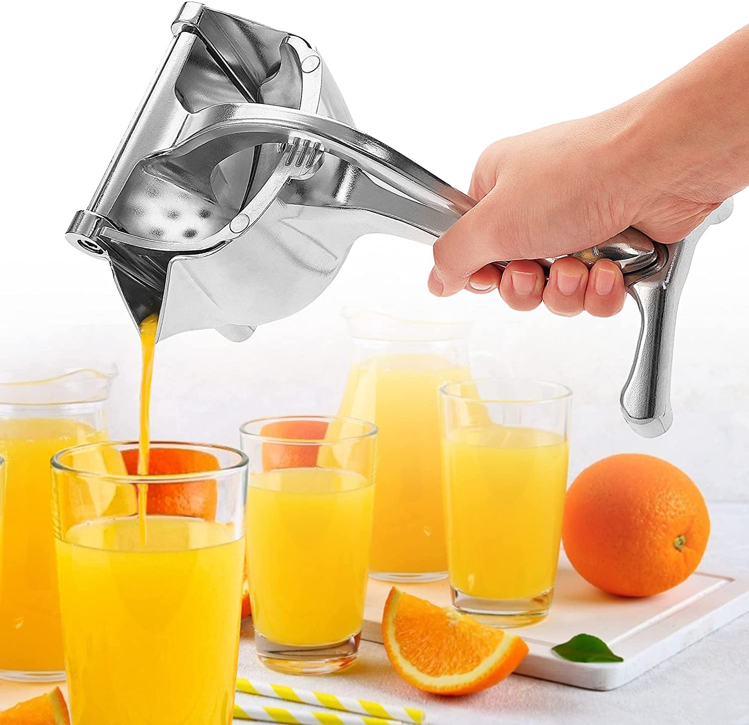 Stainless Steel Lemon & Orange Clip Handheld Fruit Juicer �Durable Manual Portable Citrus Squeezer for Kitchen & Baby Fruit Juice