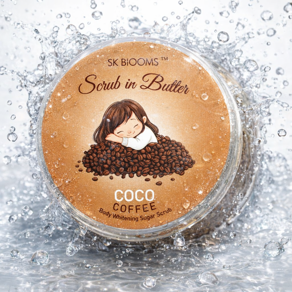SK Blooms Coco Coffee Scrub in Butter | 2-in-1 Body Whitening Sugar Scrub | Natural Exfoliating & Moisturizing Skin Care