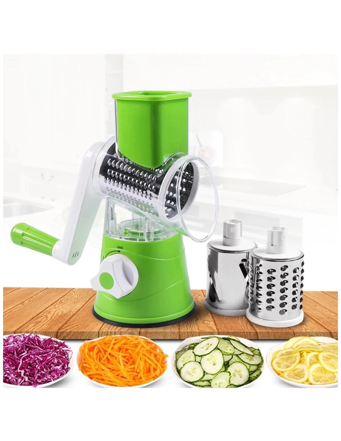 Manual 3-in-1 Vegetable Cutter & Drum Grater | Round Slicer | Multifunctional Kitchen Gadget