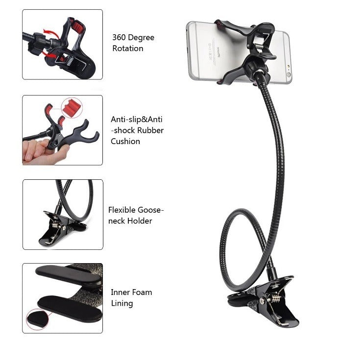 High Quality Mobile Phone Stand | 360? Rotating Flexible Holder | Powerful Grip Bedside Lazy Snake Stand | Random Colour