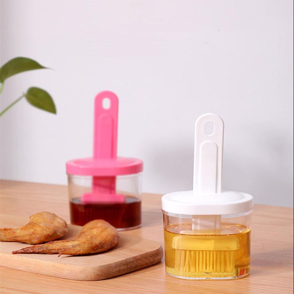 Oil Bottle with Silicone Brush �Durable Kitchen Tool for Easy Cooking and Baking Use.( Random Color)