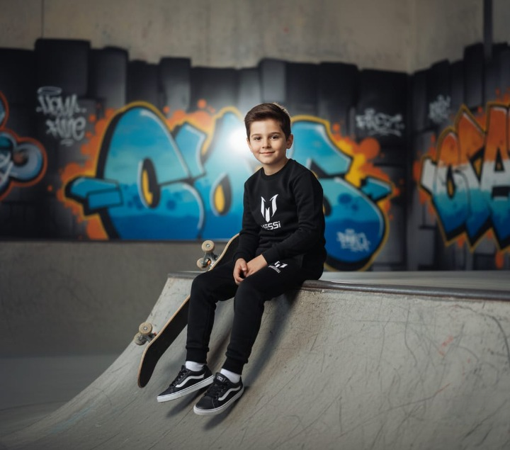Kids Missi Printed Black & Black Tracksuit Set | Winter Fleece Sweatshirt & Trouser Outfit for Boys & Girls �Warm, Cozy & Stylish small