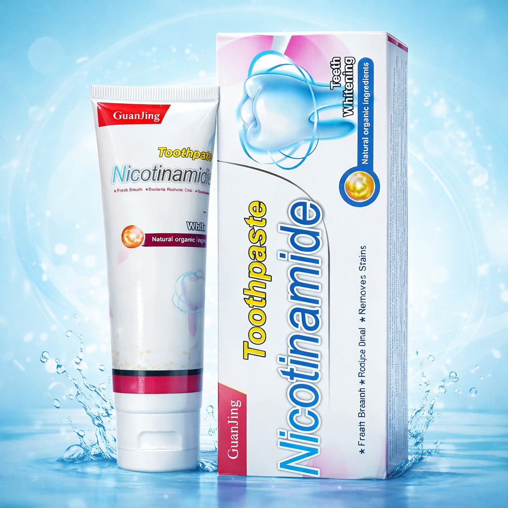 GuanJing Nicotinamide Teeth Whitening Toothpaste �Natural Organic Ingredients for Fresh Breath, Bacteria Reduction & Stain Removal - 80ml