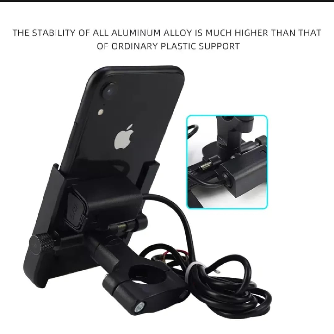 Motorcycle Mobile Holder With Charger Aluminium Body – photo 4