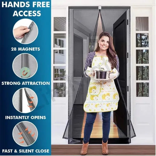 Premium Quality Mosquito Magic Mesh In Hard Box With 20pcs Double Tape Stickers And 12pcs Hocks For Easy Installation