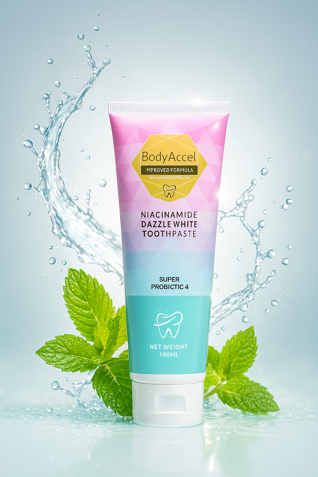 Body Accel Niacinamide Whitening Toothpaste 100ml �Advanced Stain Removal With Probiotics For Bright Smile & Fresh Breath
