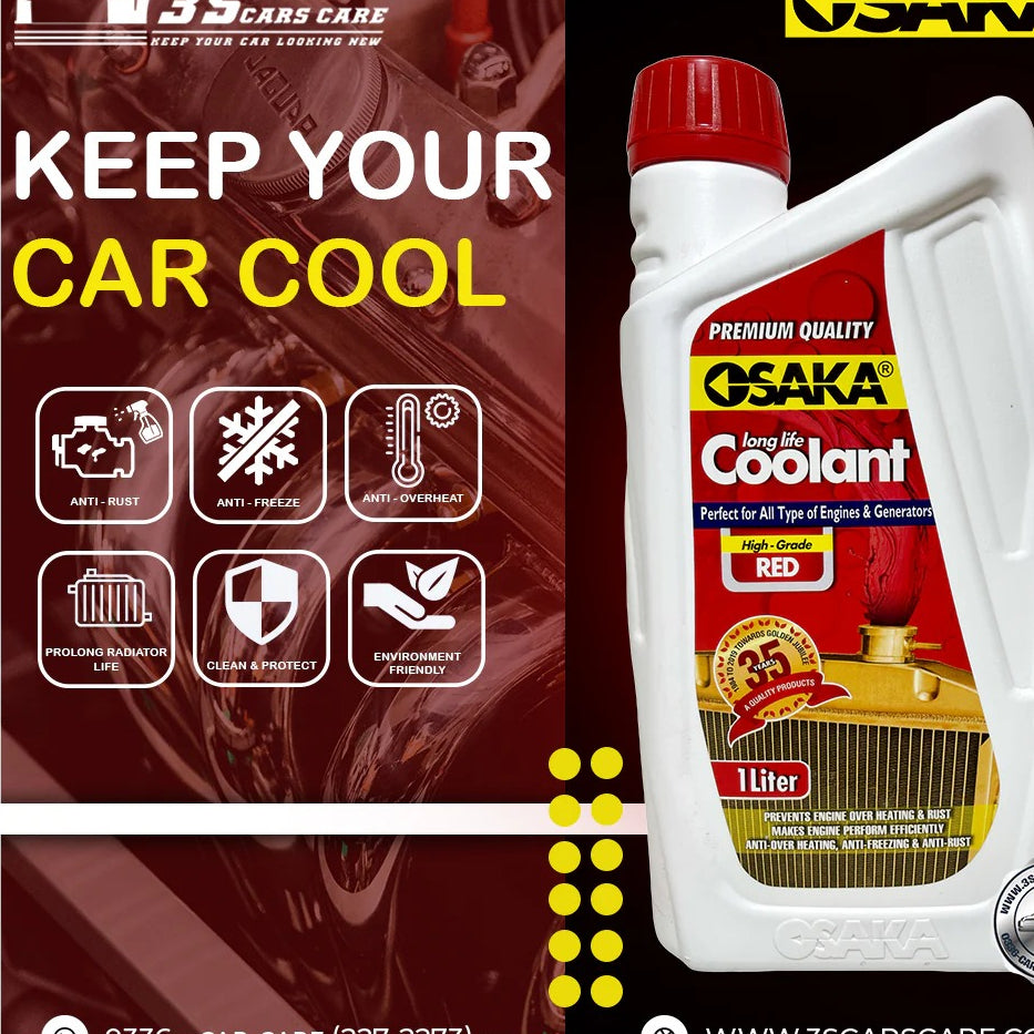 OSAKA Premium Radiator Coolant - High Grade Red (Automotive Grade) | Engine Cooling System Protector | Metal Corrosion Prevention (1L)