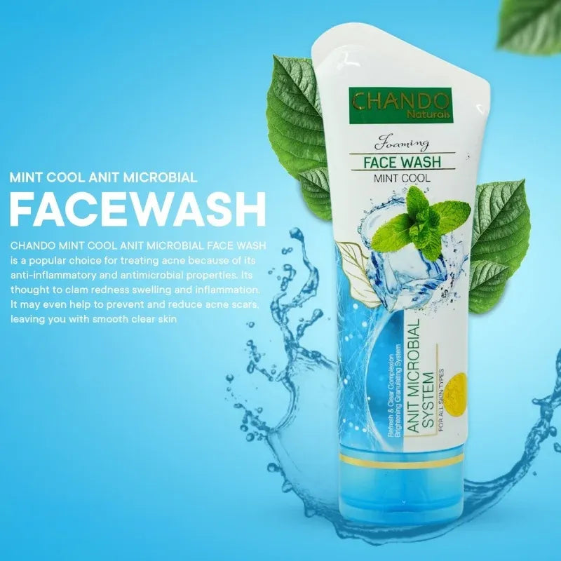 CHANDO Naturals Foaming Face Wash Mint Cool �Anti-Microbial Daily Cleanser for Oily & Acne-Prone Skin (100ml)