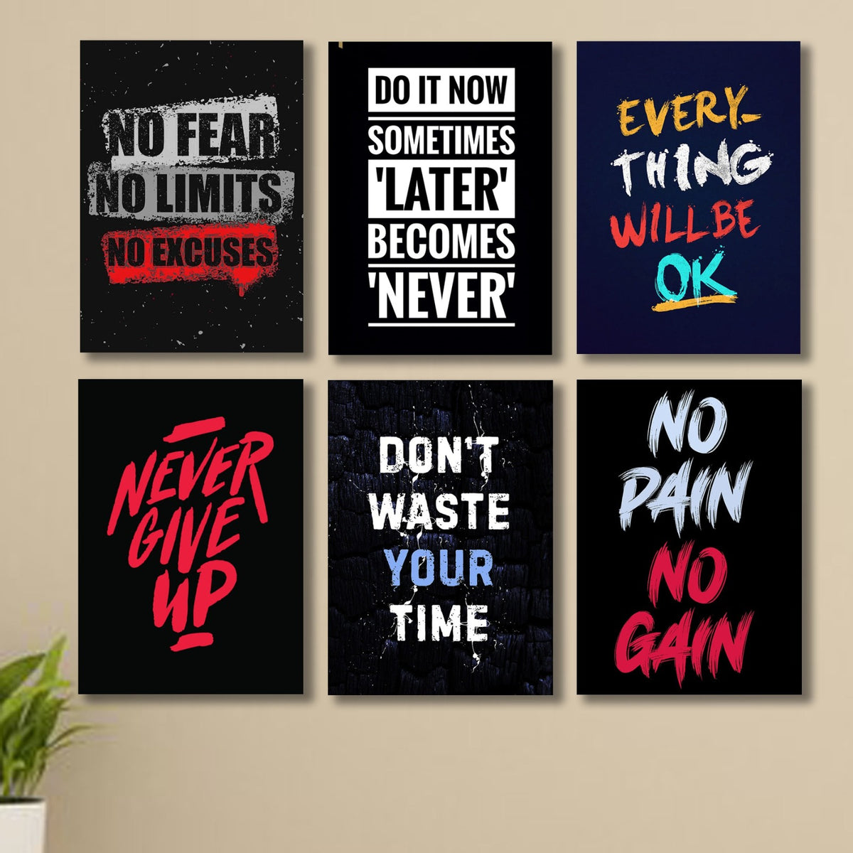6 PC Motivating Quote Wall Decor Cardboard – photo 1