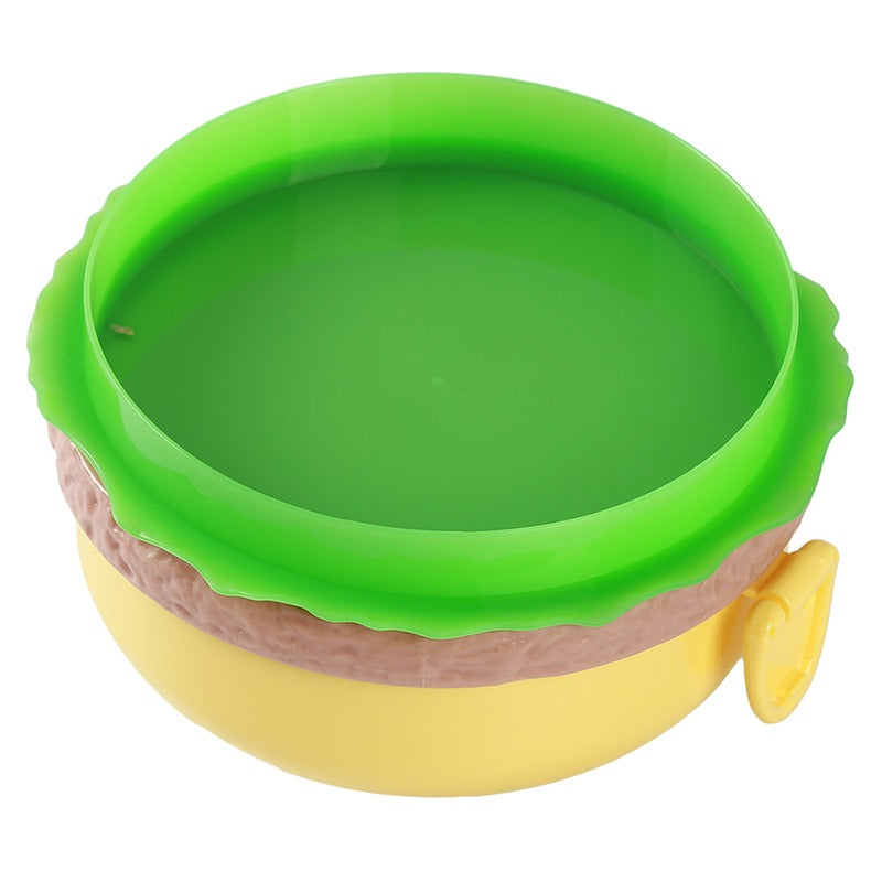 Lunch Box For Kids Burger Hamburger Shaped Multi Layer 6x3.5 Inches Multicolor Portable Food Container