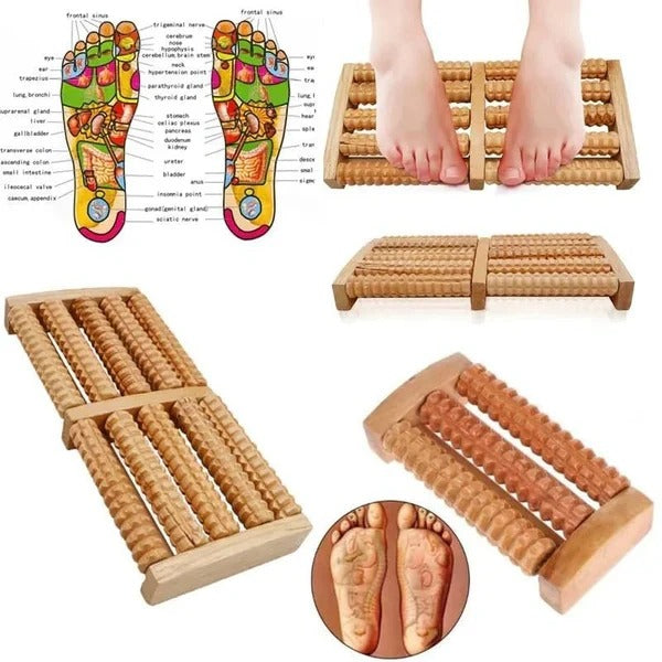 Traditional Wooden Roller Foot Massager Durable Natural Wood Design For Relaxation Stress Relief And Improved Blood Circulation