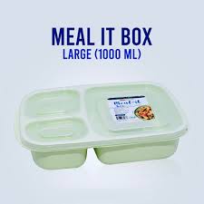 Meal-It 3-Compartment Lunch Box (1000 ml Large) �Leak-Resistant Meal Prep Container for Neatly Separated Food Items