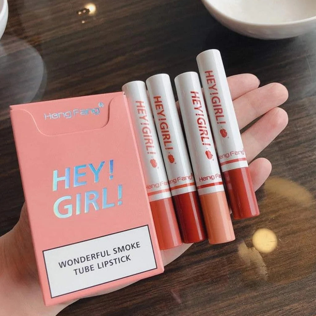 4-in-1 Trending Lipstick Set �Cigarette-Shaped Matte Lipsticks, Long-Lasting, Easy to Apply, Non-Sticky &amp; Fade-Resistant Lip Gloss for Makeup Lovers